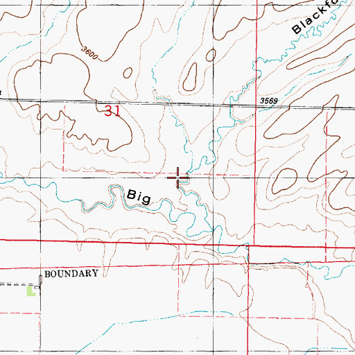 Topographic Map of Blackfoot Coulee, MT