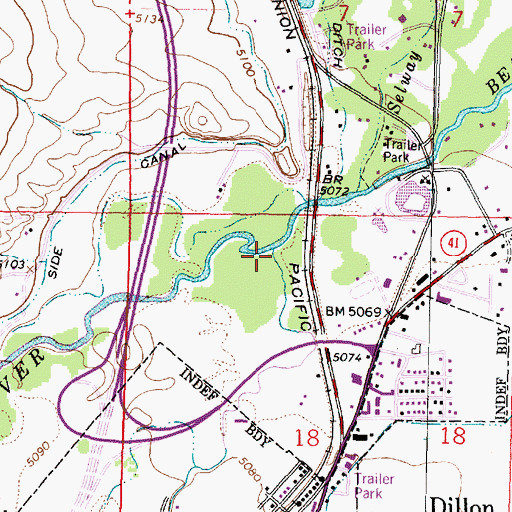 Topographic Map of Blacktail Deer Creek, MT