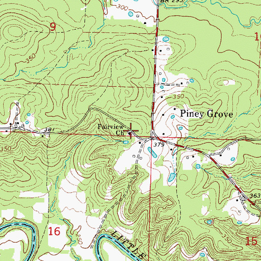 Topographic Map of Fairview Baptist Church, AR