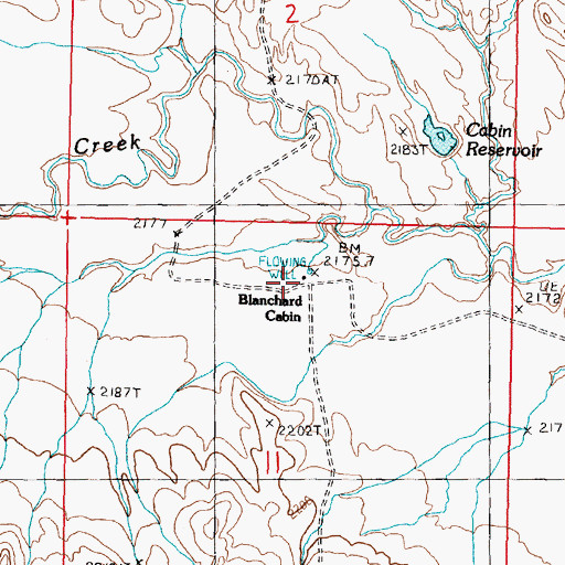 Topographic Map of Blanchard Cabin, MT