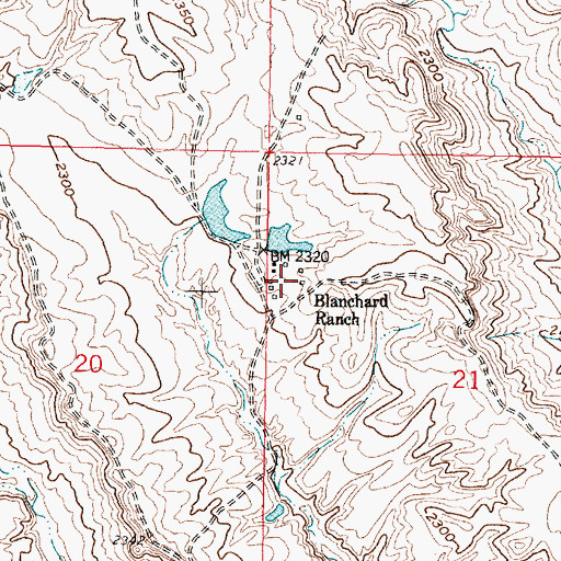 Topographic Map of Blanchard Ranch, MT