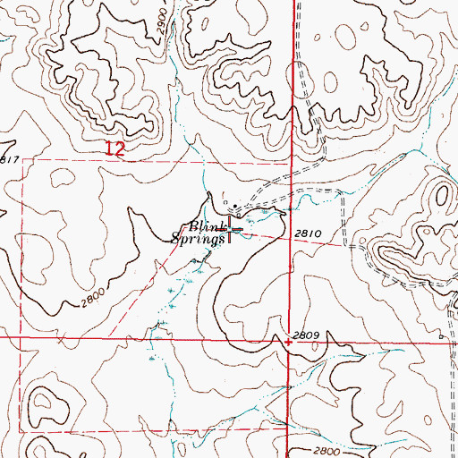 Topographic Map of Blink Springs, MT