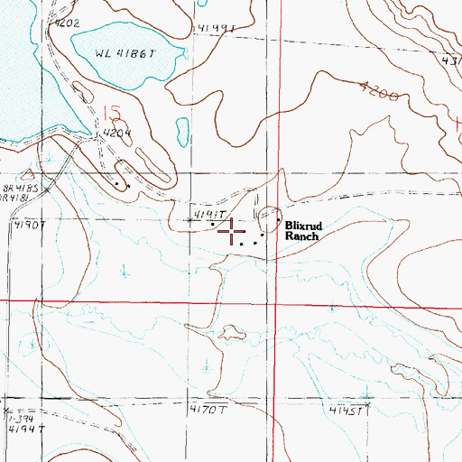 Topographic Map of Blixrud Ranch, MT