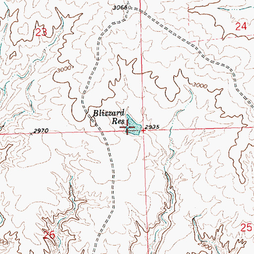 Topographic Map of Blizzard Reservoir, MT