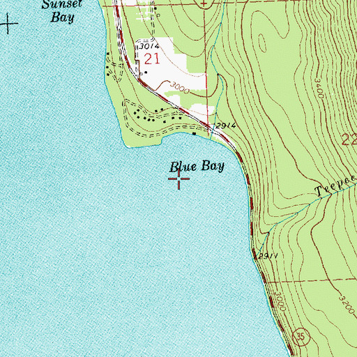 Topographic Map of Blue Bay, MT