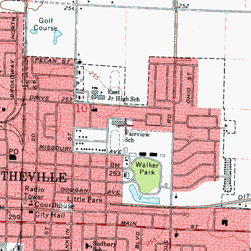 Topographic Map of Fairview School, AR