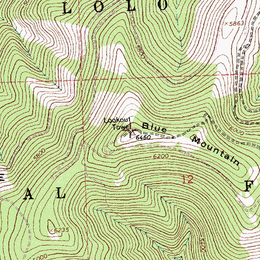 Topographic Map of Blue Mountain, MT