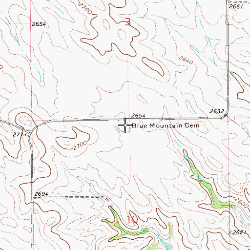 Topographic Map of Blue Mountain Cemetery, MT