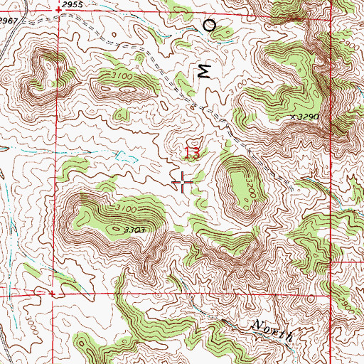 Topographic Map of Blue Mountains, MT
