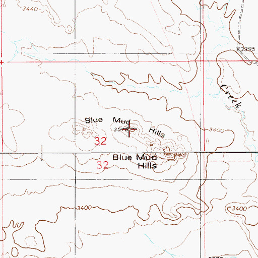 Topographic Map of Blue Mud Hills, MT