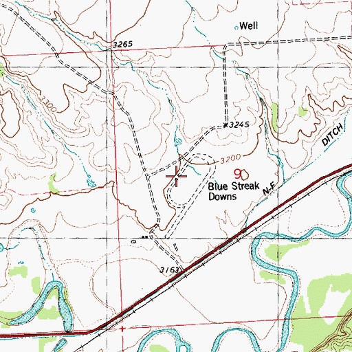 Topographic Map of Blue Streak Downs, MT