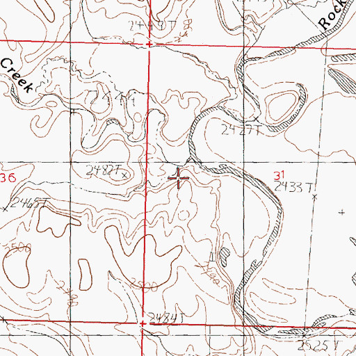 Topographic Map of Bluff Creek, MT