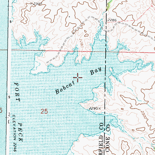 Topographic Map of Bobcat Bay, MT