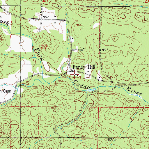 Topographic Map of Fancy Hill, AR