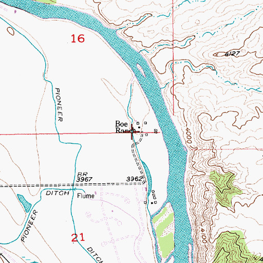Topographic Map of Boe Ranch, MT