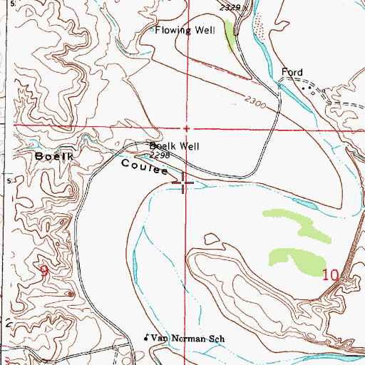Topographic Map of Boelk Coulee, MT