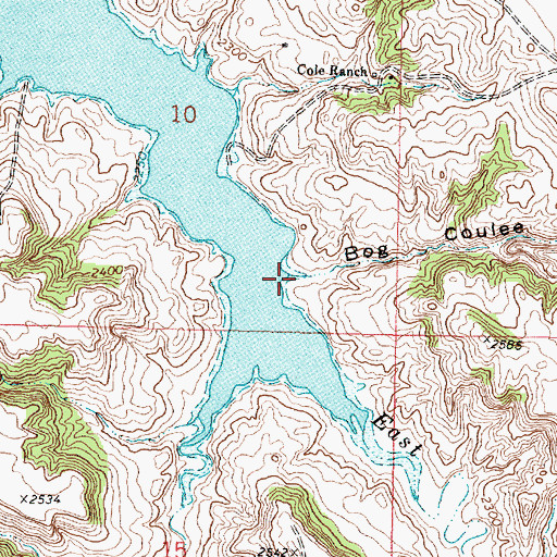 Topographic Map of Bog Coulee, MT