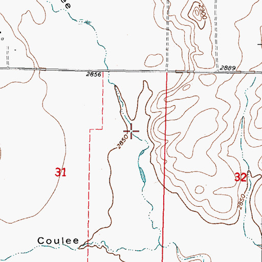 Topographic Map of Bog Coulee, MT