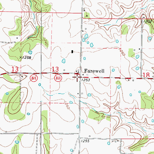 Topographic Map of Farewell, AR
