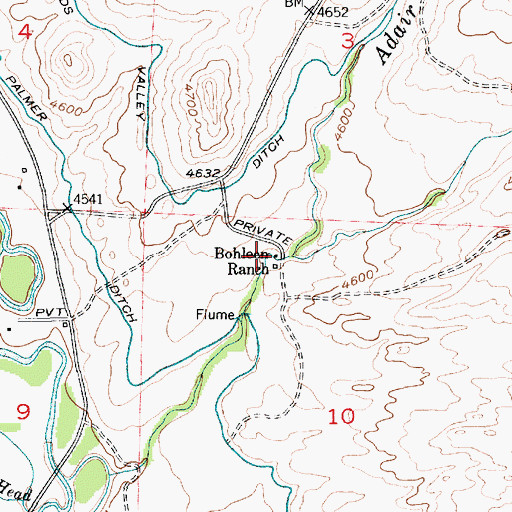 Topographic Map of Bohleen Ranch, MT