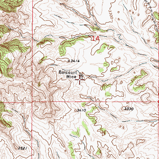 Topographic Map of Boicourt Mine, MT