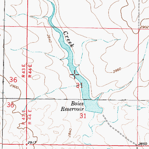 Topographic Map of Boies Reservoir, MT