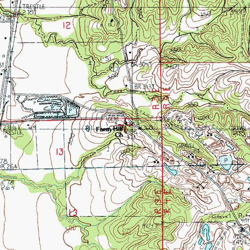 Topographic Map of Farm Hill United Methodist Church, AR