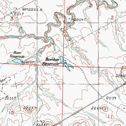 Topographic Map of Bomber Reservoir, MT