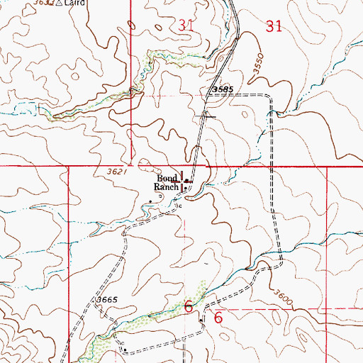 Topographic Map of Bond Ranch, MT
