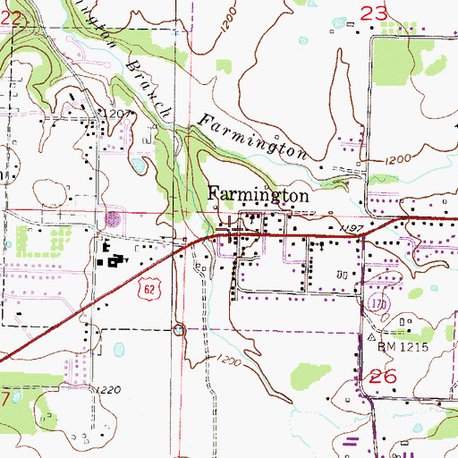 Topographic Map of Farmington, AR