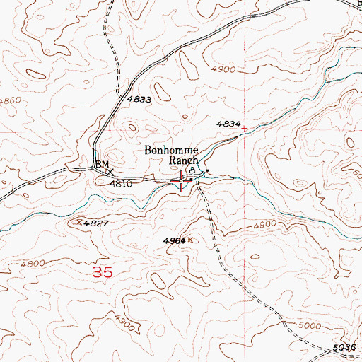 Topographic Map of Bonhomme Ranch, MT