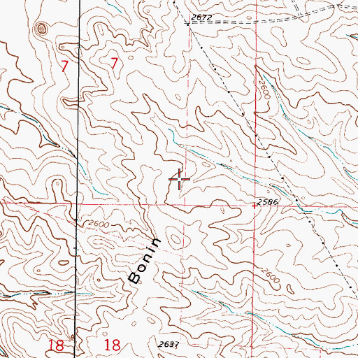 Topographic Map of Bonin Divide, MT
