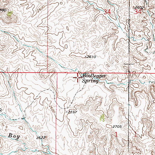 Topographic Map of Bootlegger Spring, MT