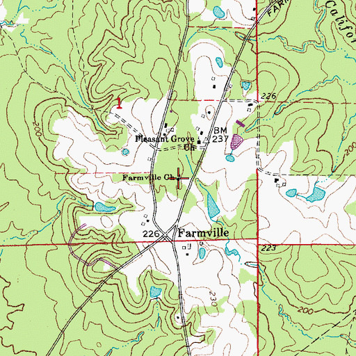 Topographic Map of Farmville Missionary Baptist Church, AR