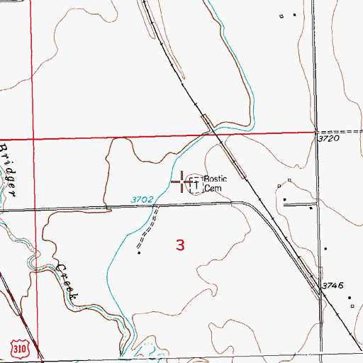 Topographic Map of Mountain View Cemetery, MT