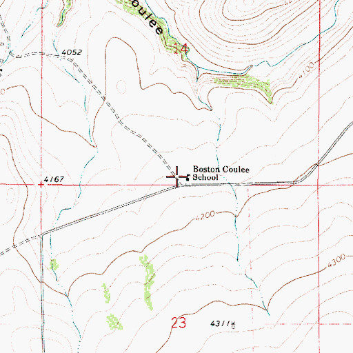 Topographic Map of Boston Coulee School (historical), MT