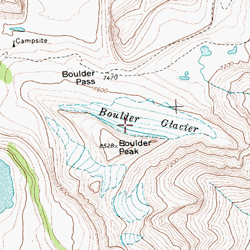 Topographic Map of Boulder Glacier, MT