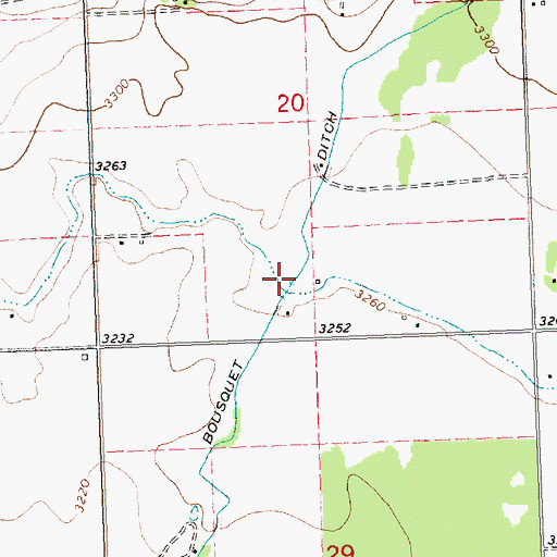 Topographic Map of Bousquet Ditch, MT