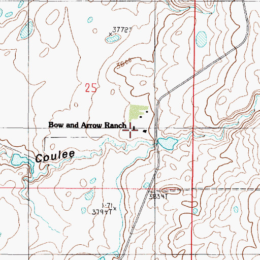 Topographic Map of Bow and Arrow Ranch, MT