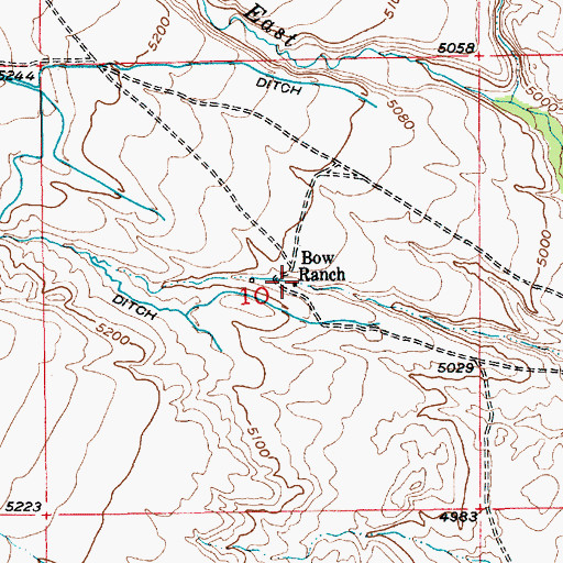 Topographic Map of Boe Ranch, MT