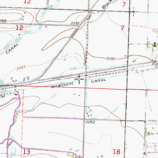 Topographic Map of Bowdoin Canal, MT