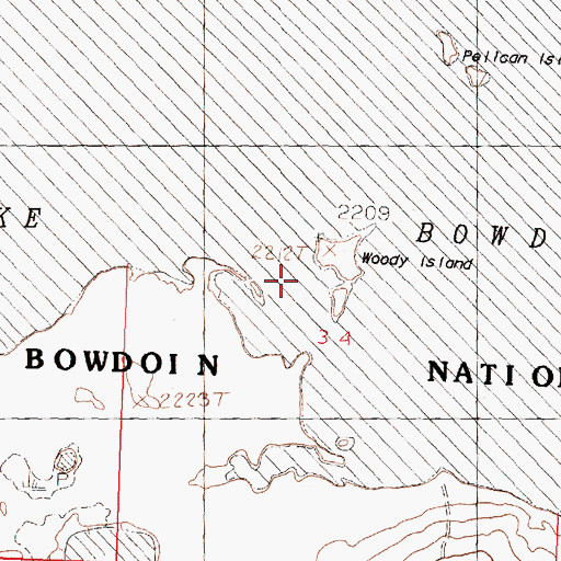 Topographic Map of Lake Bowdoin, MT