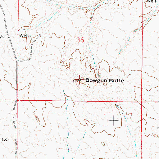 Topographic Map of Bowgun Butte, MT