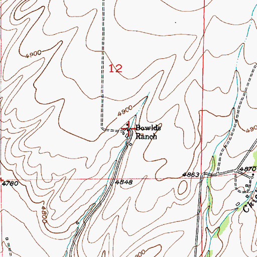 Topographic Map of Bowlds Ranch, MT