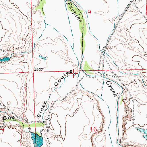 Topographic Map of Box Elder Coulee, MT