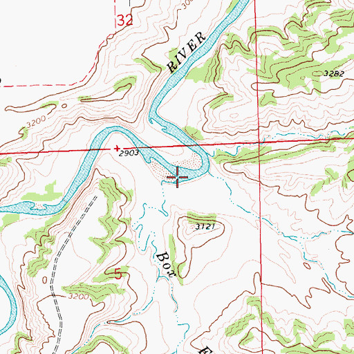Topographic Map of Box Elder Creek, MT