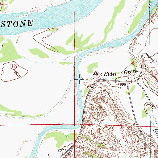 Topographic Map of Box Elder Creek, MT
