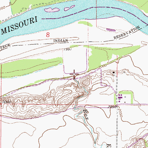 Topographic Map of Box Elder Creek, MT
