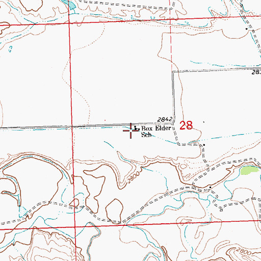 Topographic Map of Box Elder School (historical), MT