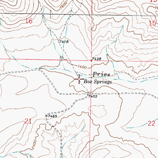 Topographic Map of Box Springs, MT